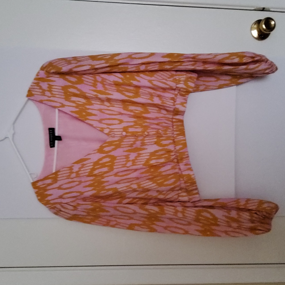 Eloquii Puff Sleeve Printed Crop Blouse